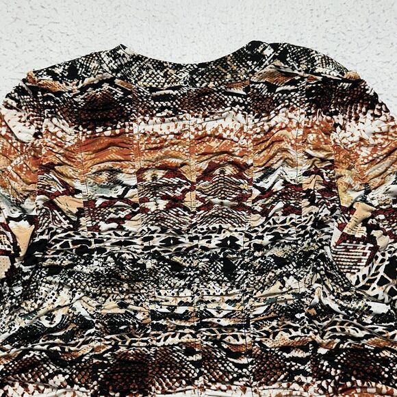 Chico's Size 2 Women's Large Animal Snakeskin Ruched Full Zip Sweatshirt Jacket - Picture 10 of 12